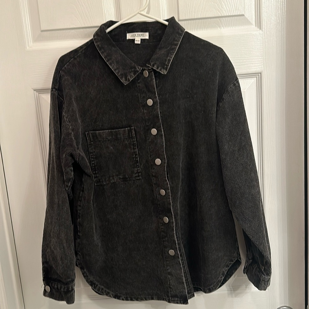 12th Tribe brand black corduroy shirt jacket
